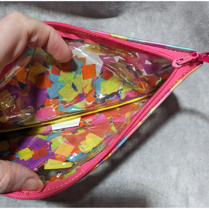 Encased Rainbow Tissue Paper Zip Pouch by Benik