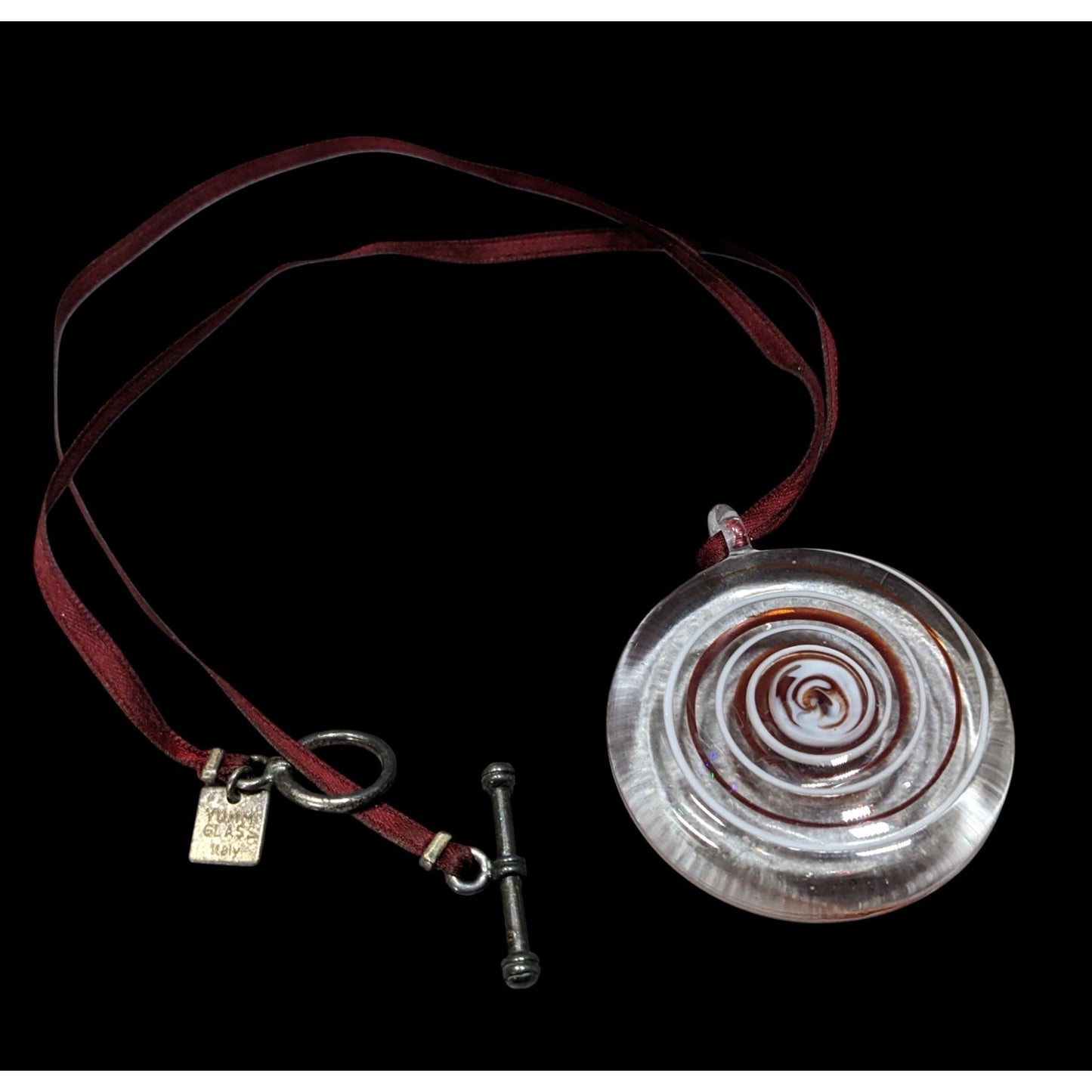 Vintage Yummi Glass Italy Handcrafted Glass Pendant Necklace