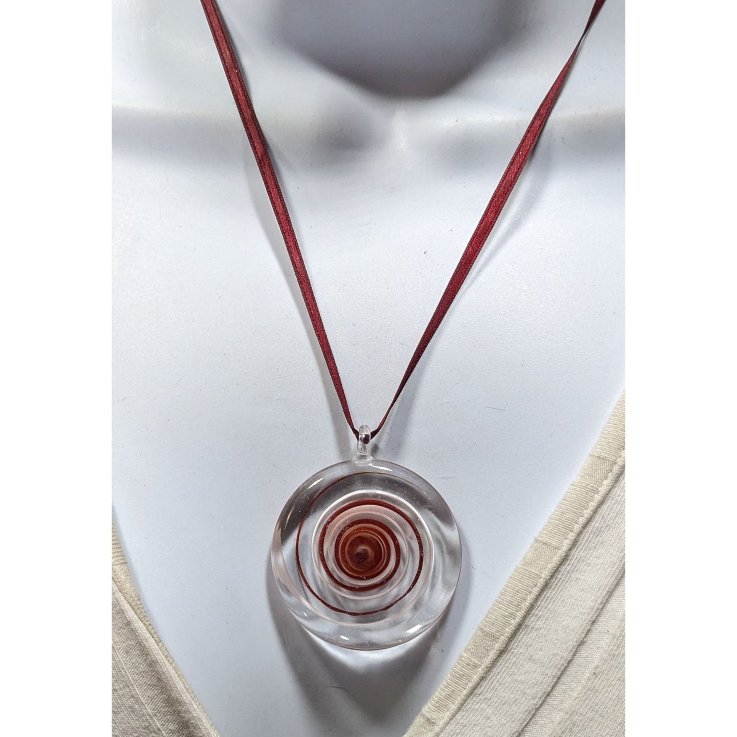 Vintage Yummi Glass Italy Handcrafted Glass Pendant Necklace