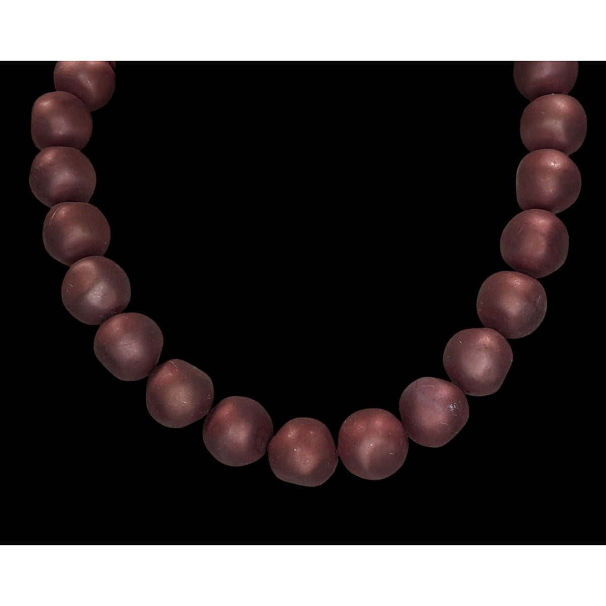 Vintage Boho Mod Chunky Burgundy Satin Beaded Statement Necklace