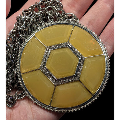Yellow Glam Turtle Shell Themed Medallion Necklace