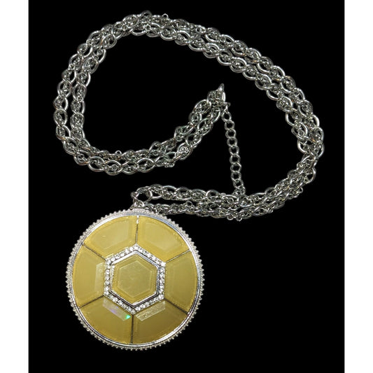 Yellow Glam Turtle Shell Themed Medallion Necklace