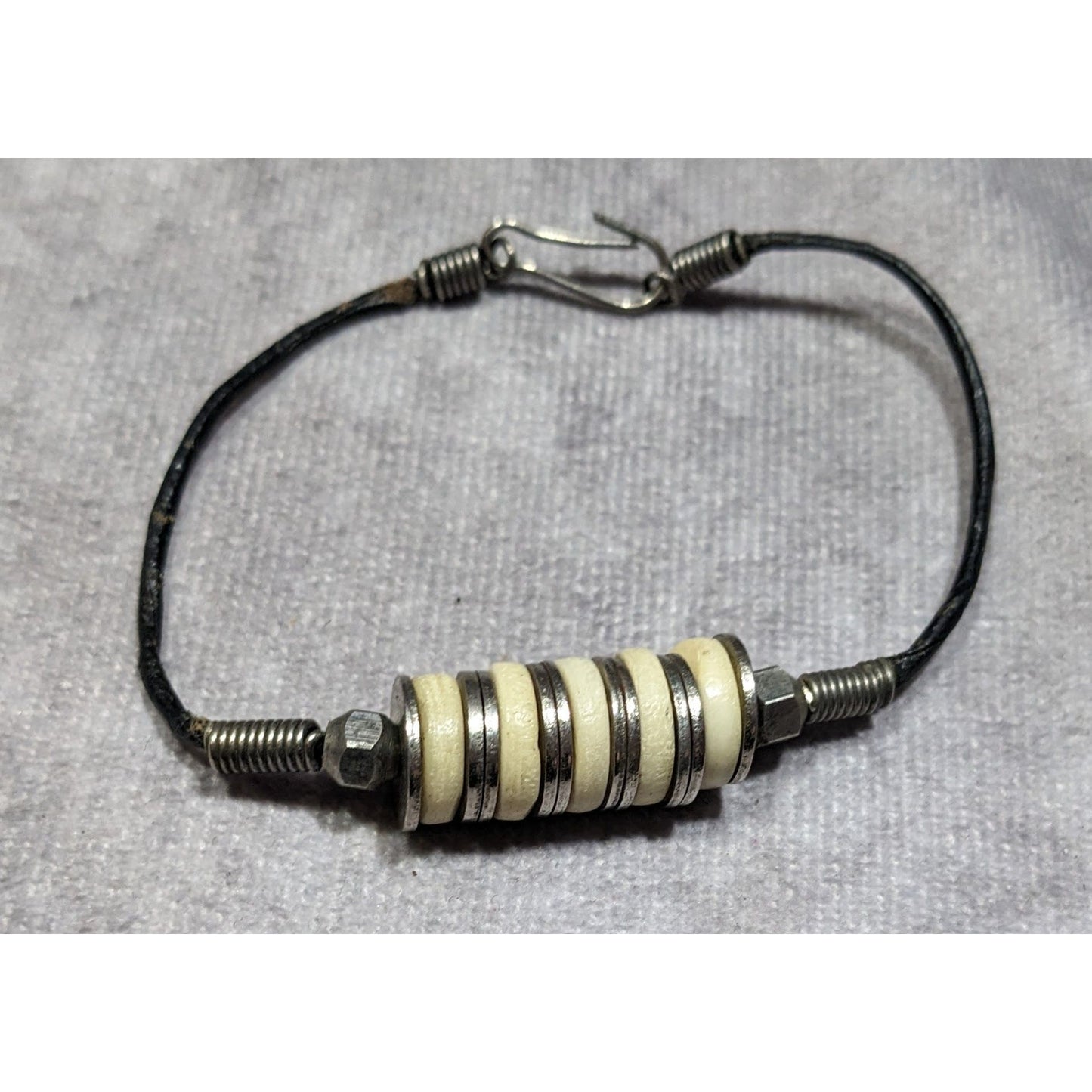 Vintage Handmade Industrial Washer Beaded Bracelet