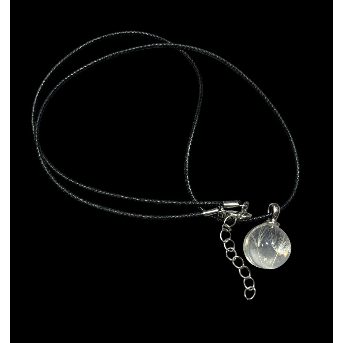 Whimsical Encased Dandelion Fluff Pendant Wishing Necklace