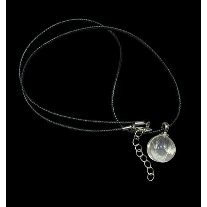 Whimsical Encased Dandelion Fluff Pendant Wishing Necklace