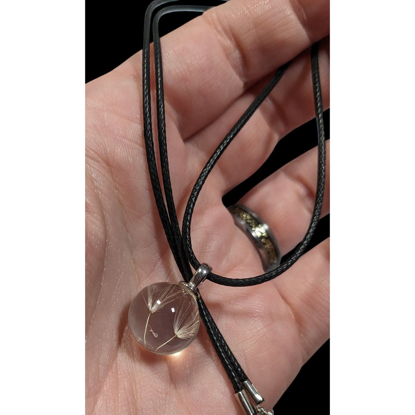 Whimsical Encased Dandelion Fluff Pendant Wishing Necklace