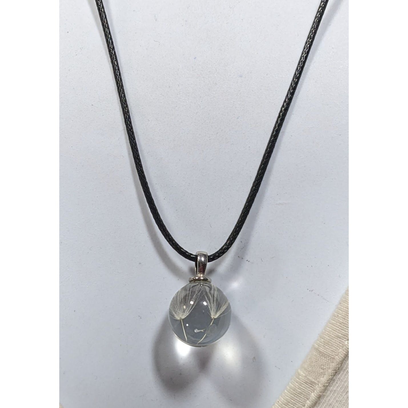 Whimsical Encased Dandelion Fluff Pendant Wishing Necklace