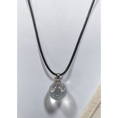 Whimsical Encased Dandelion Fluff Pendant Wishing Necklace