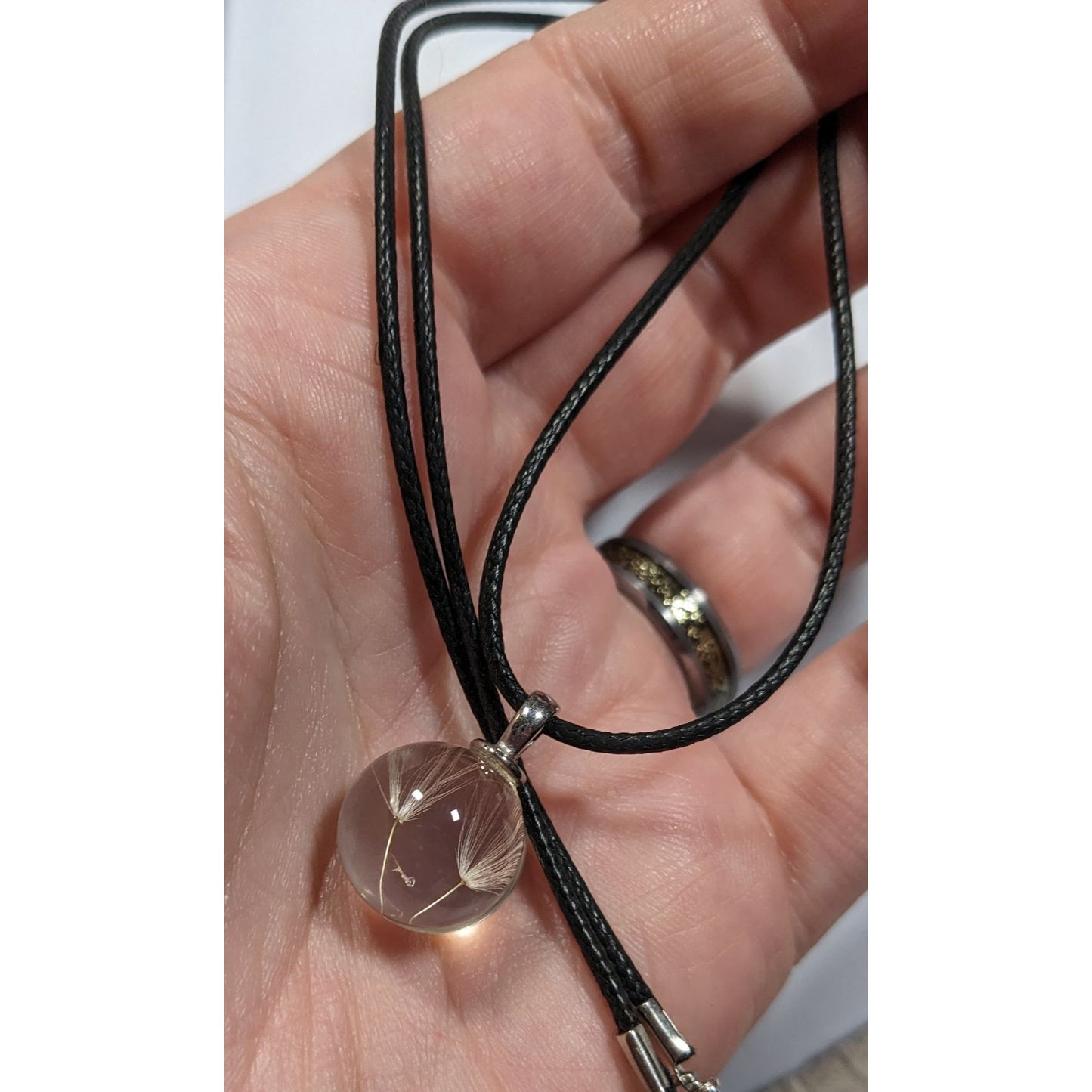 Whimsical Encased Dandelion Fluff Pendant Wishing Necklace