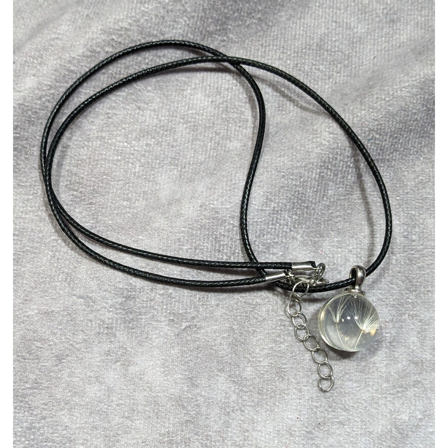 Whimsical Encased Dandelion Fluff Pendant Wishing Necklace
