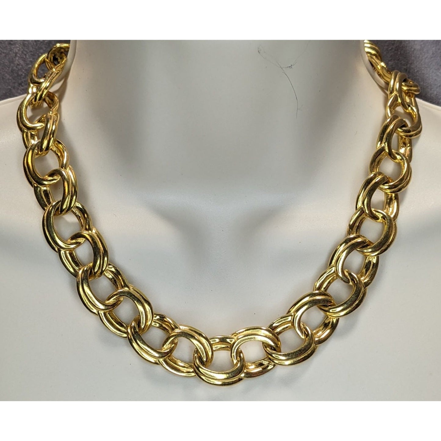 Glam Vintage Anne Klein Chunky Gold Double Link Statement Chain Necklace