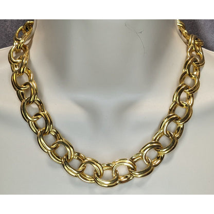 Glam Vintage Anne Klein Chunky Gold Double Link Statement Chain Necklace