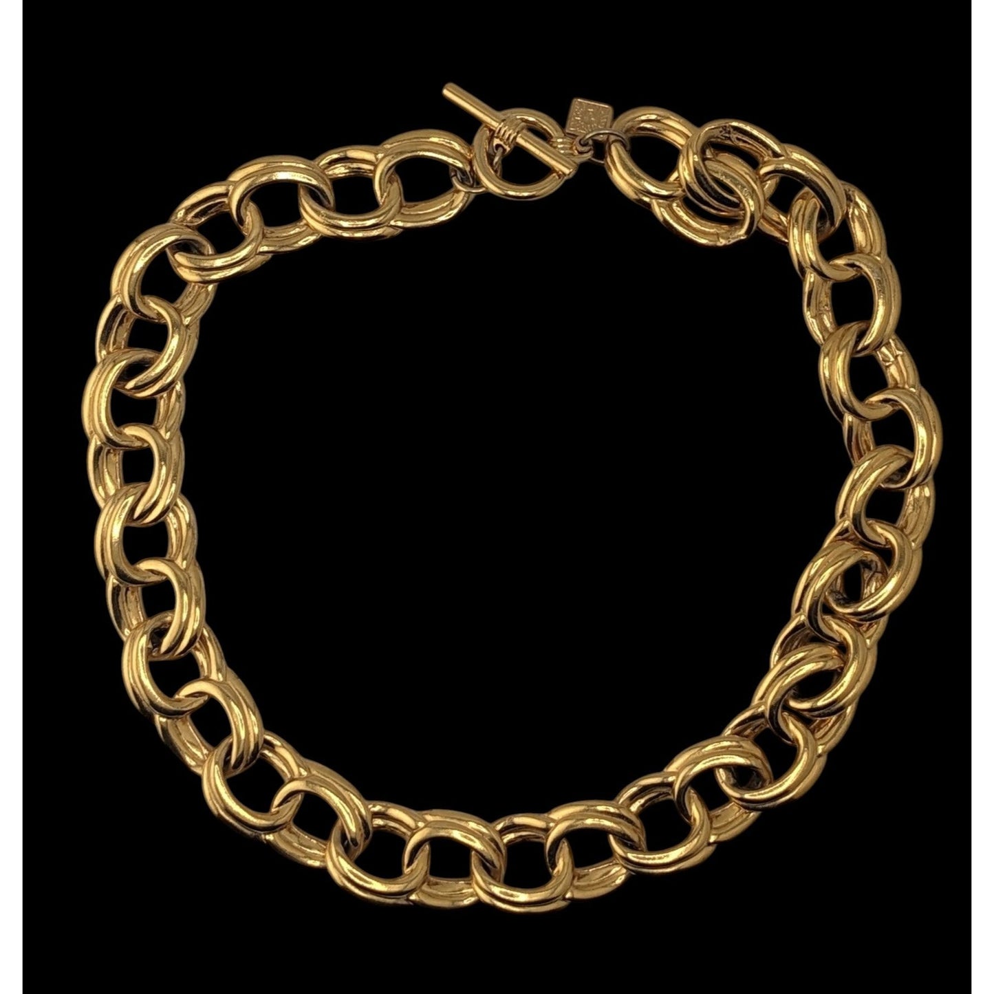 Glam Vintage Anne Klein Chunky Gold Double Link Statement Chain Necklace