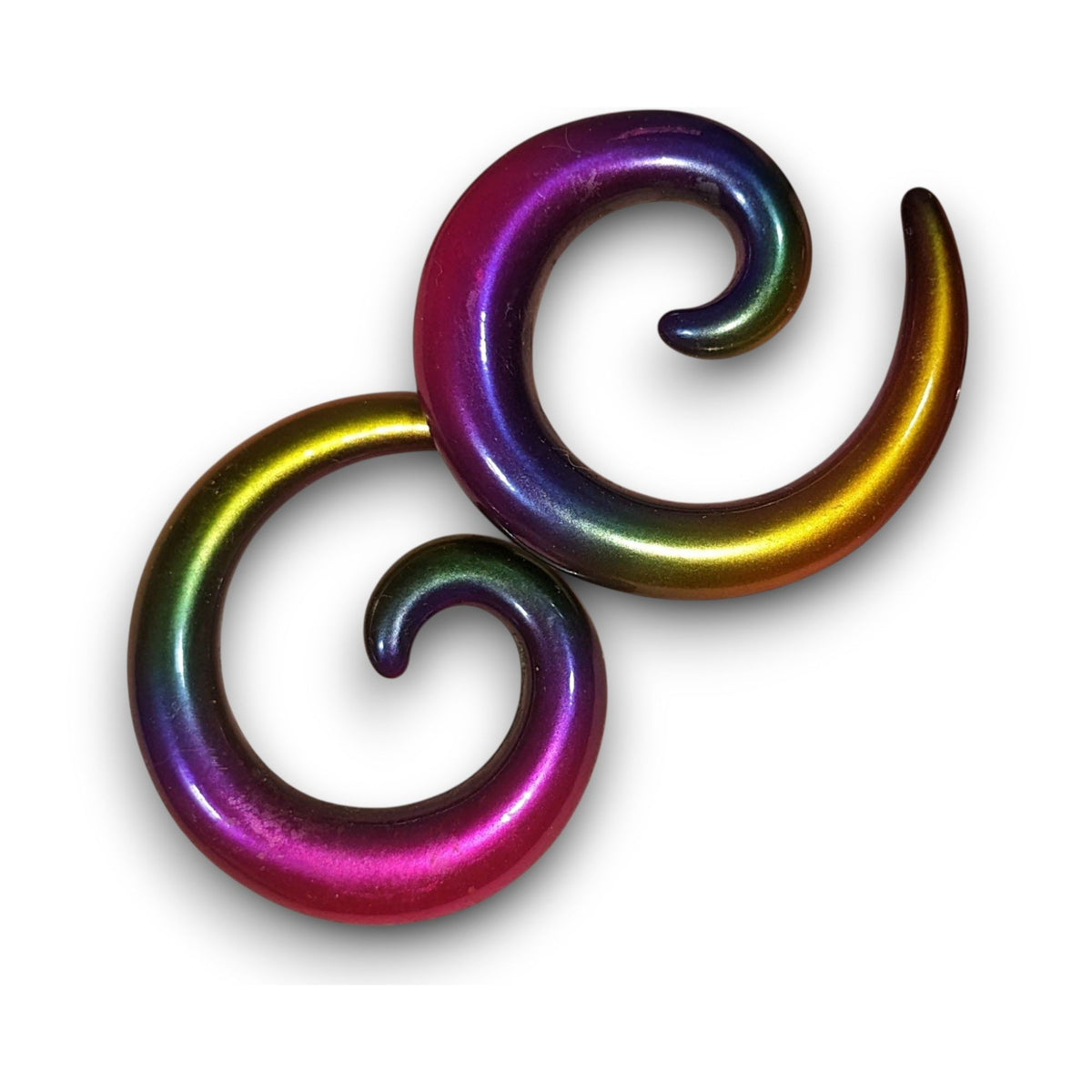 BodyRage Alternative 316L Steel Rainbow Spiral Tapers 0G NWT