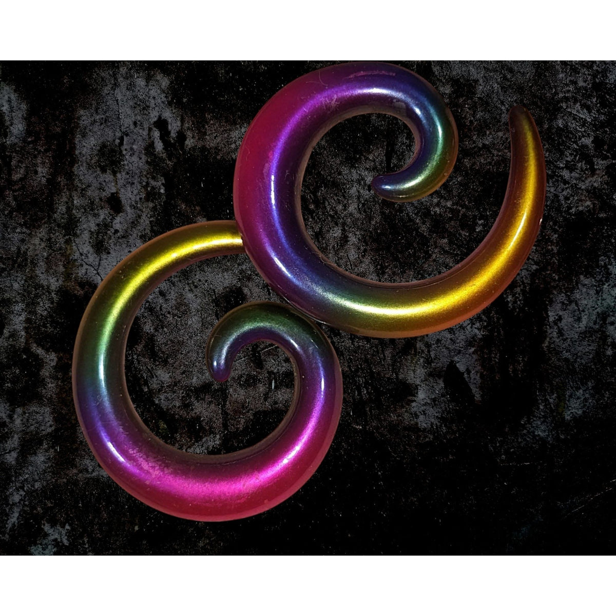 BodyRage Alternative 316L Steel Rainbow Spiral Tapers 0G NWT