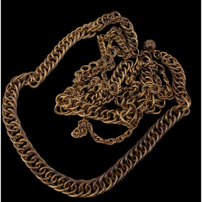 Chunky Gold Tone Multi Chain Y Drop Necklace Heavy Statement Metal Glam 22 Inch Drop