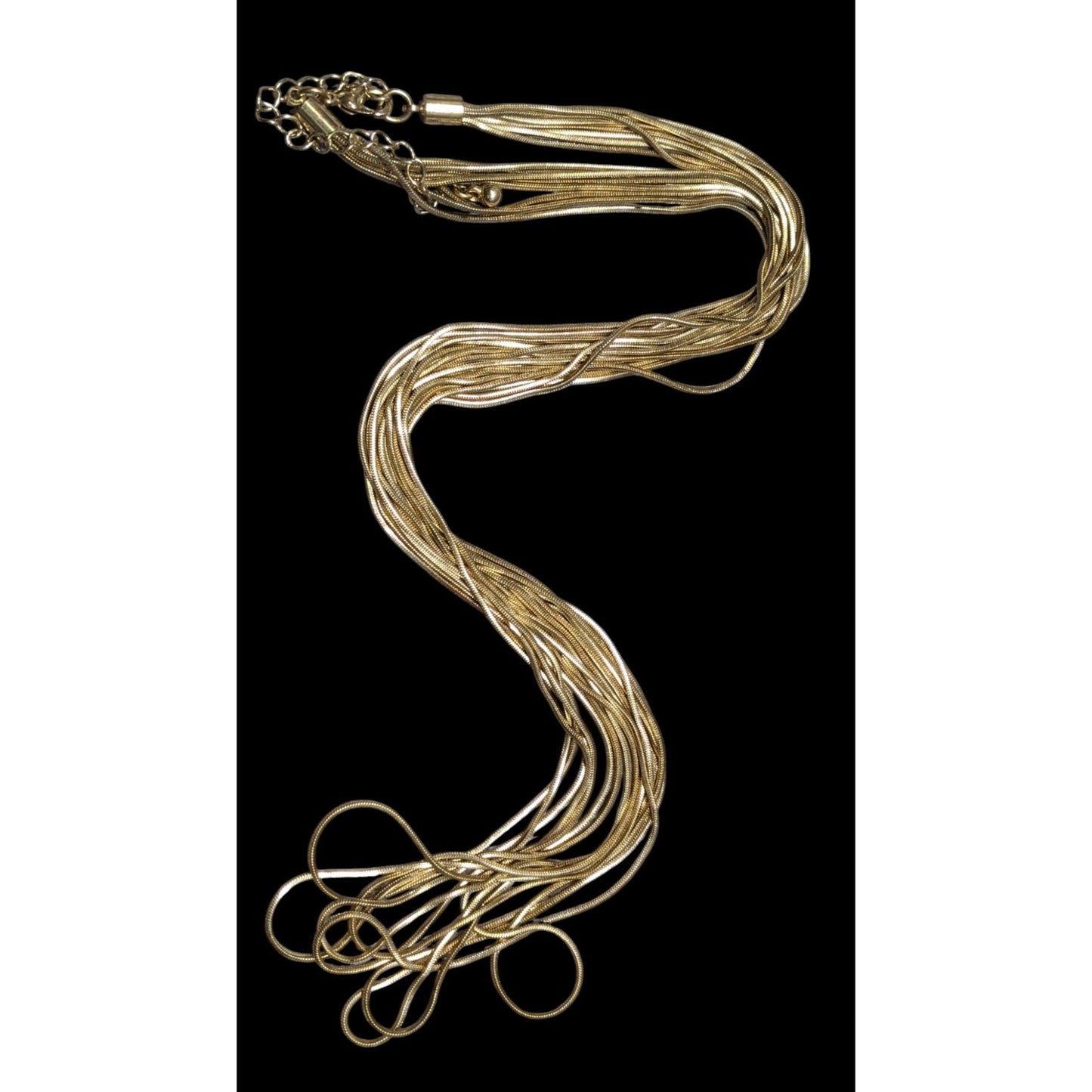 Vintage Glam Multi Strand Liquid Gold Liquid Metal Layered Necklace