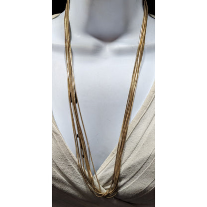 Vintage Glam Multi Strand Liquid Gold Liquid Metal Layered Necklace