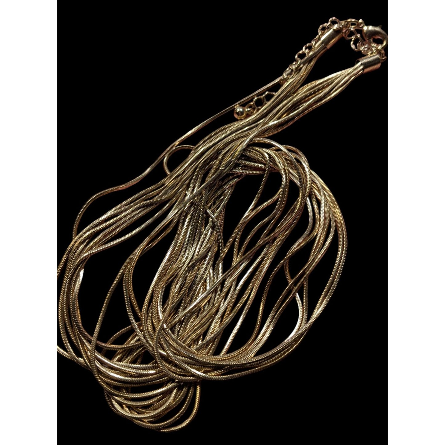 Vintage Glam Multi Strand Liquid Gold Liquid Metal Layered Necklace