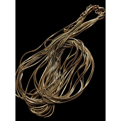 Vintage Glam Multi Strand Liquid Gold Liquid Metal Layered Necklace