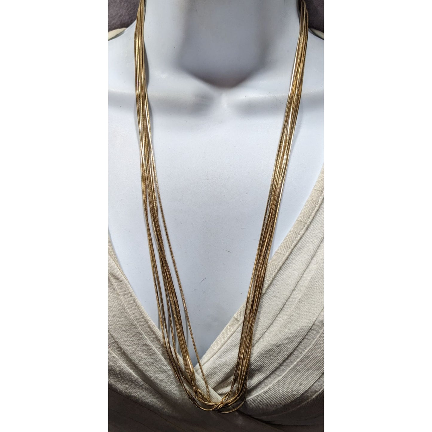 Vintage Glam Multi Strand Liquid Gold Liquid Metal Layered Necklace