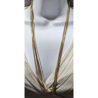 Vintage Glam Multi Strand Liquid Gold Liquid Metal Layered Necklace