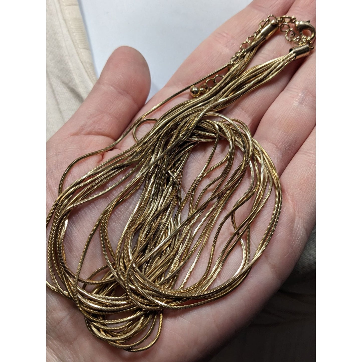 Vintage Glam Multi Strand Liquid Gold Liquid Metal Layered Necklace