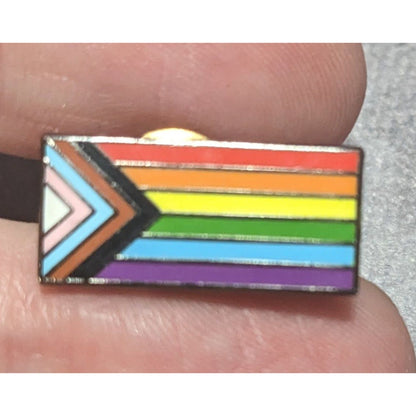 Pride LGBTQIA Rainbow Progress Flag PinBrick Enamel Lapel Pin