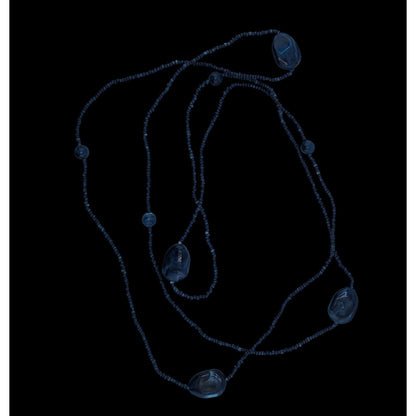 Blue Long Beaded Necklace With Glass & Acrylic Accents