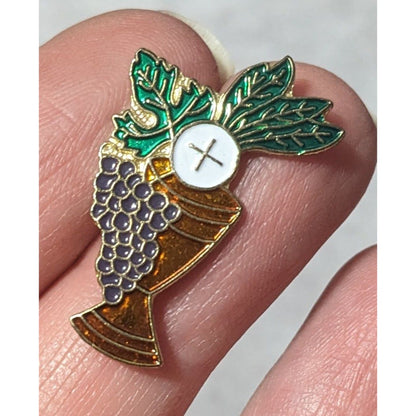 First Communion Gold Tone Enamel Filled Lapel Pin