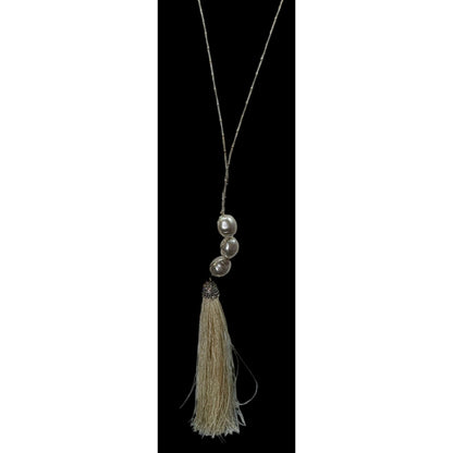 Chunky Glam Faux Pearl Rhinestone Tassel Necklace