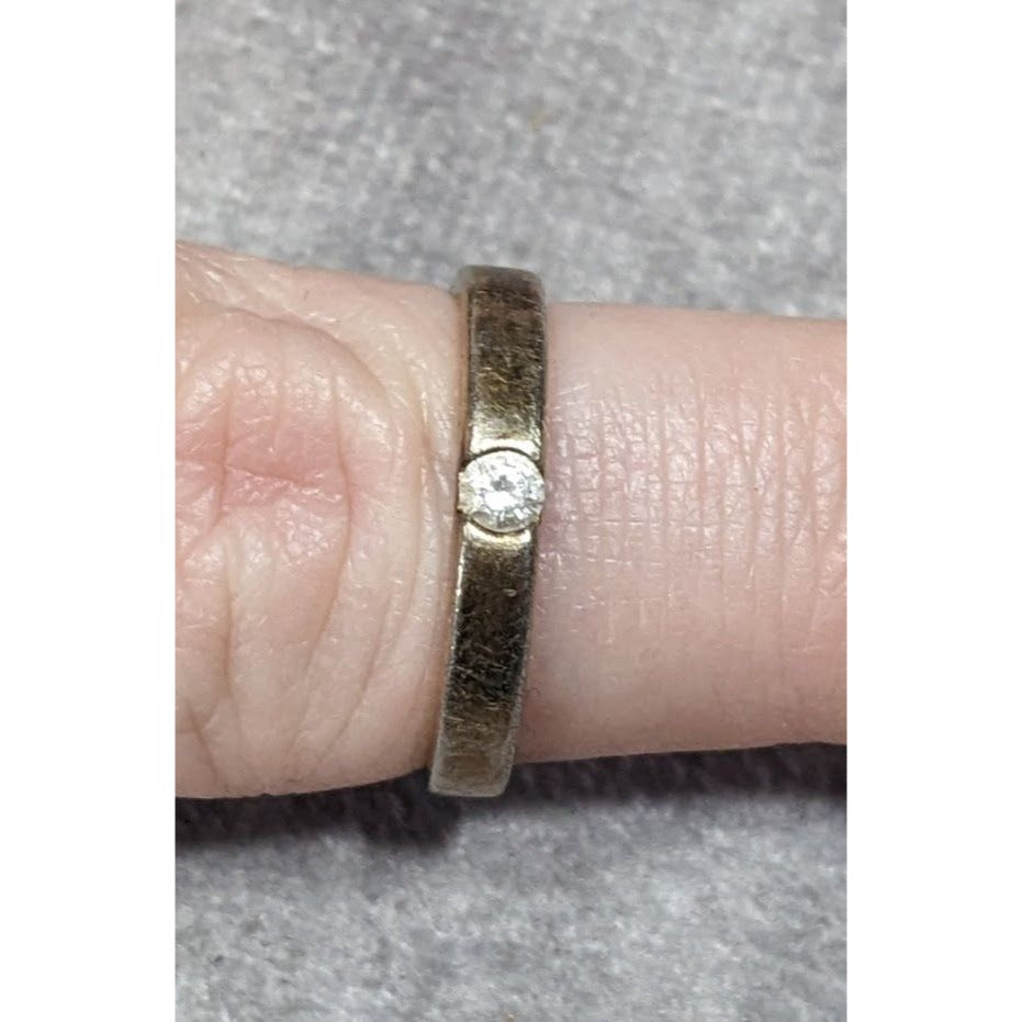 Minimalist Gold Tone Over Sterling Silver Single Cubic Zirconia Ring