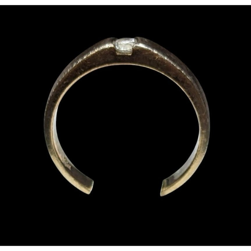 Minimalist Gold Tone Over Sterling Silver Single Cubic Zirconia Ring