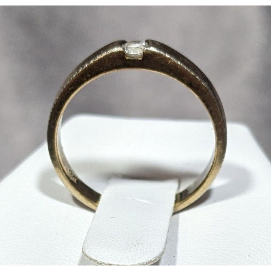 Minimalist Gold Tone Over Sterling Silver Single Cubic Zirconia Ring