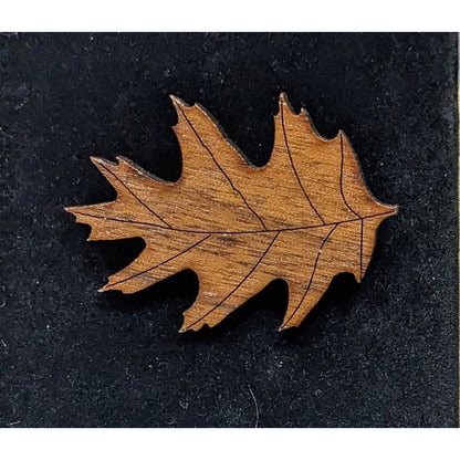 Vintage Brown Wood Maple Leaf Shaped Brooch