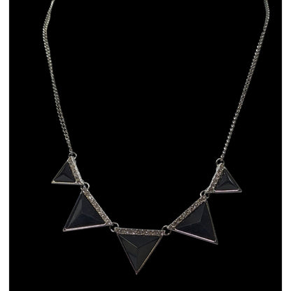 Geometric Black Triangle Necklace With  Rhinestone Accents