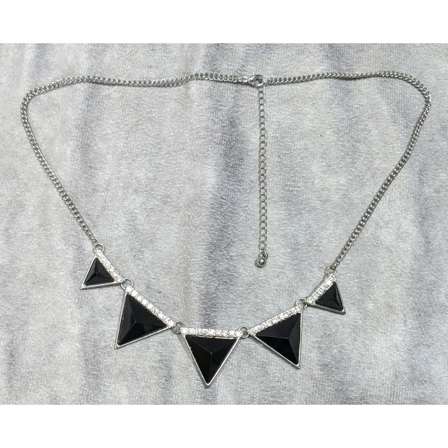 Geometric Black Triangle Necklace With  Rhinestone Accents