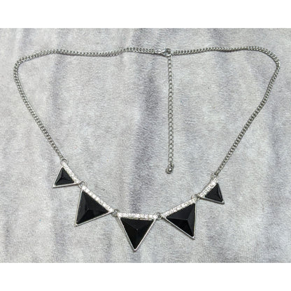 Geometric Black Triangle Necklace With  Rhinestone Accents