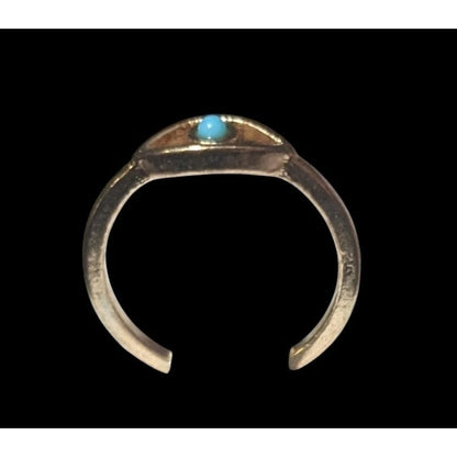 Minimalist Evil Eye Gold Tone Ring With Blue Stone Size 6