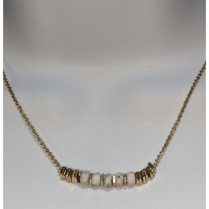 Minimalist Quiet Luxury Stella & Dot White Howlite Gold Bar Necklace
