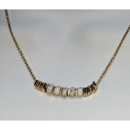 Minimalist Quiet Luxury Stella & Dot White Howlite Gold Bar Necklace