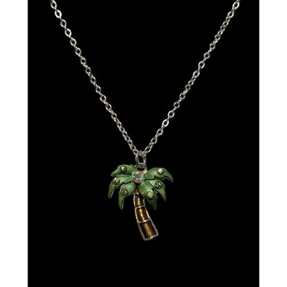 Vintage Avon Rhinestone Palm Tree Pendant Necklace