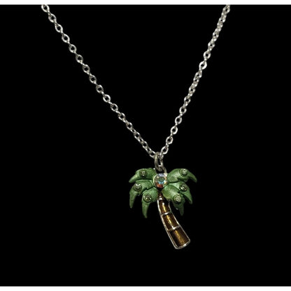 Vintage Avon Rhinestone Palm Tree Pendant Necklace