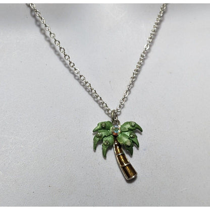 Vintage Avon Rhinestone Palm Tree Pendant Necklace