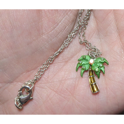 Vintage Avon Rhinestone Palm Tree Pendant Necklace