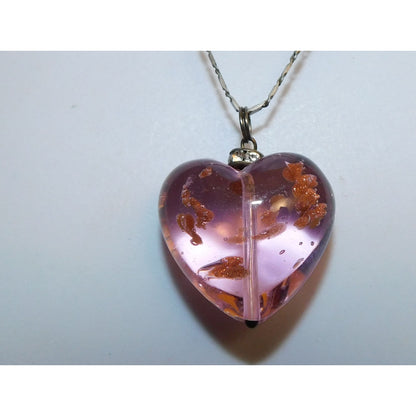Coquette Translucent Pink Glass Heart Necklace