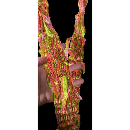 Handmade Neon Rainbow Abstract Open Knit Festival Scarf