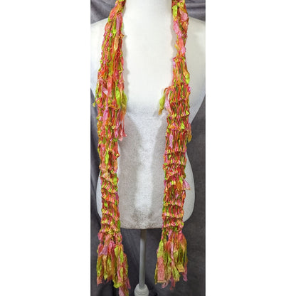 Handmade Neon Rainbow Abstract Open Knit Festival Scarf