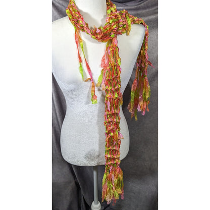 Handmade Neon Rainbow Abstract Open Knit Festival Scarf