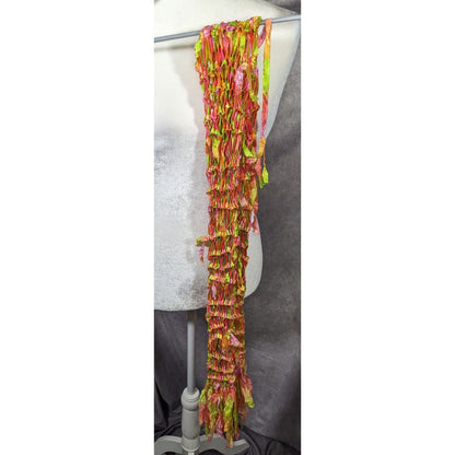 Handmade Neon Rainbow Abstract Open Knit Festival Scarf